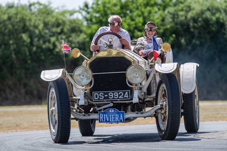 John and Catherine Harrison clearly enjoying themselves in the monstrous 14.5 litre 1917 La France Roadster