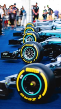 Line up of Mercedes Fi cars at Silverstone