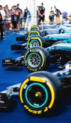 Line up of Mercedes Fi cars at Silverstone