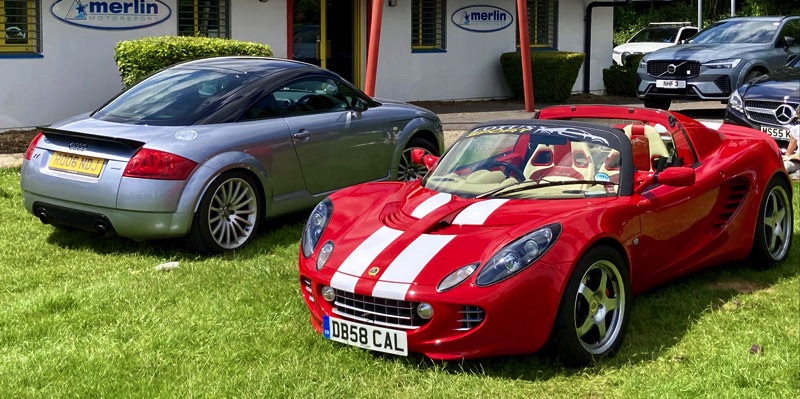 Audio TT quattro sport and Lotus Elise at Castle Combe